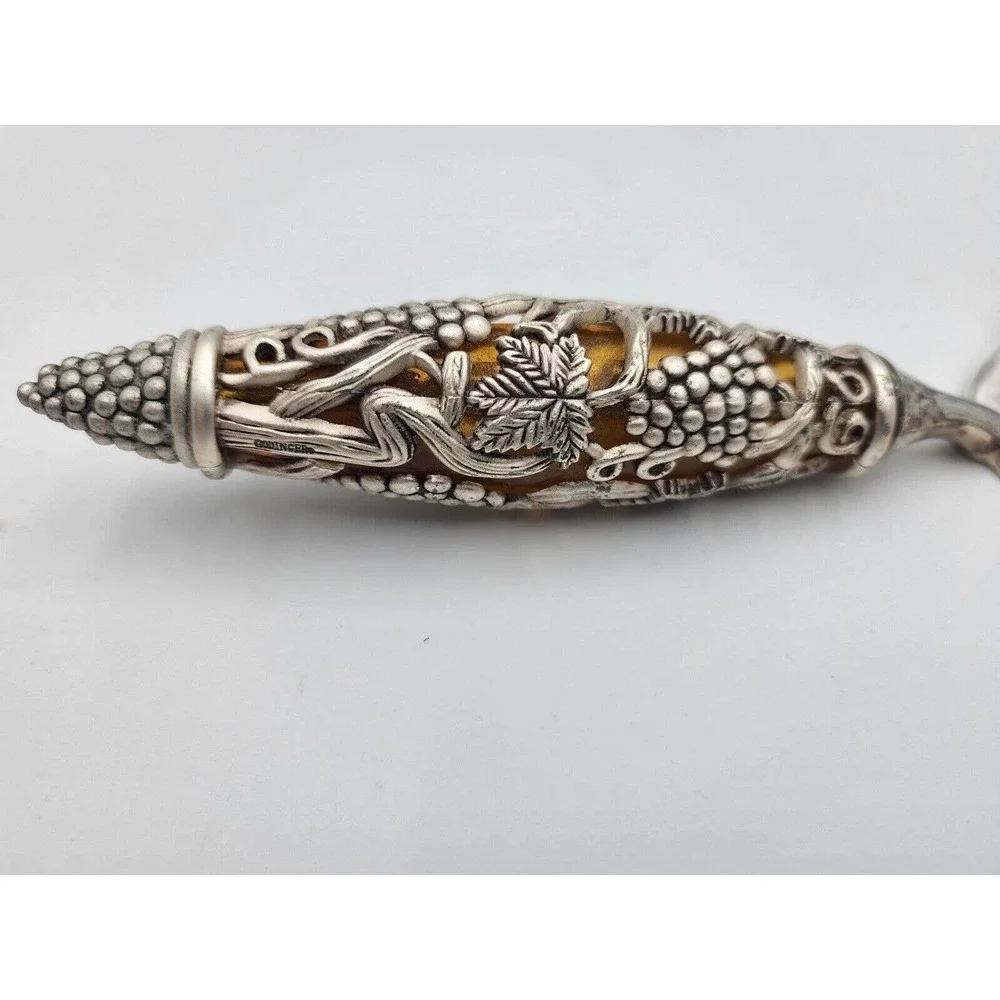 Godinger Silver-Plated Filigree Grape Handle Amber Crystal Silverware Set